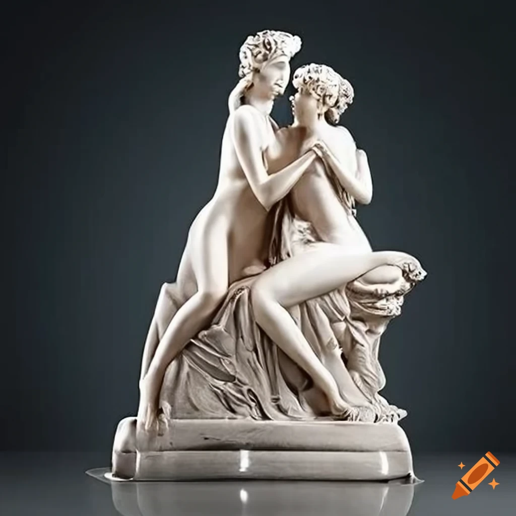 silver fountain statues of two women