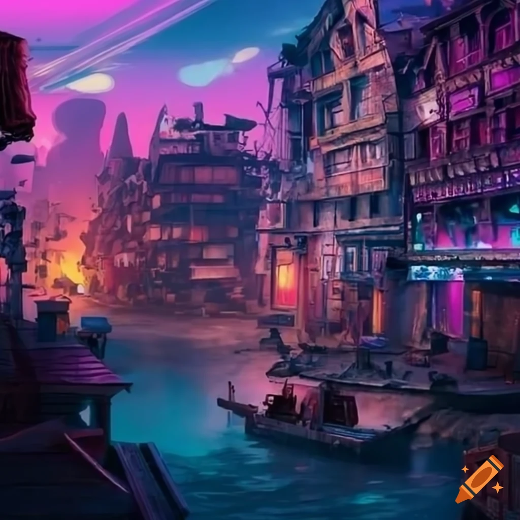 Cyberpunk Pirate Town In The Caribbean On Craiyon