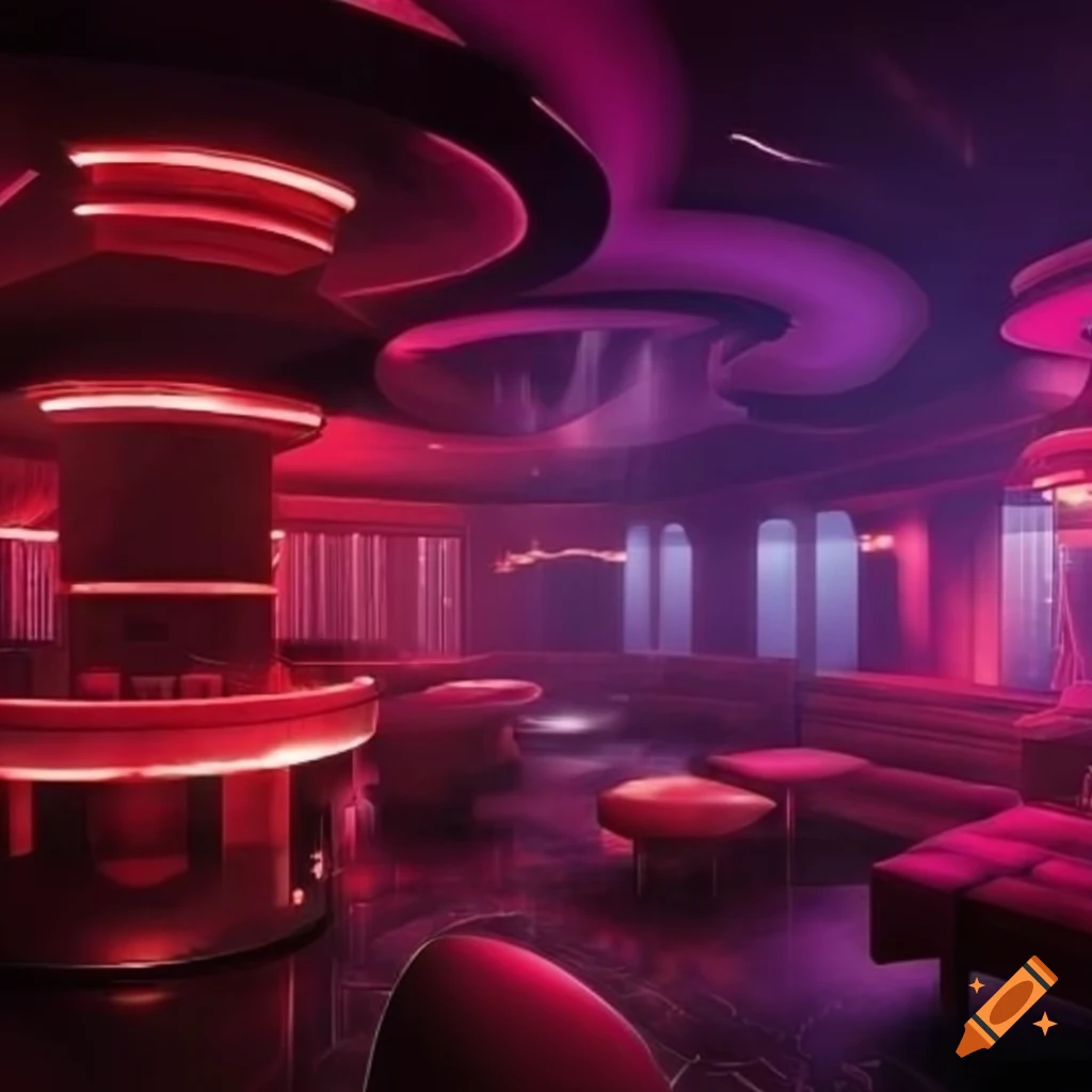 modern floor plan of a demonic-themed nightclub