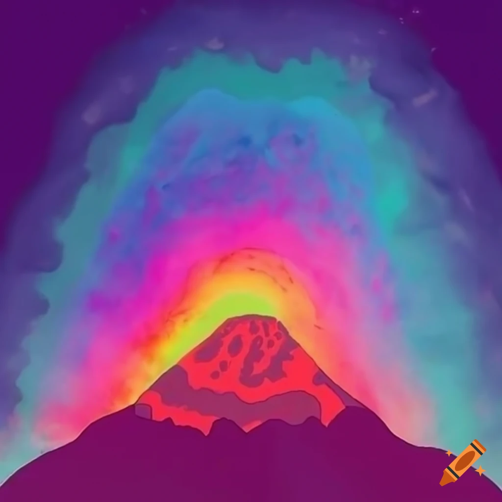 translucent rainbow volcanic landscape