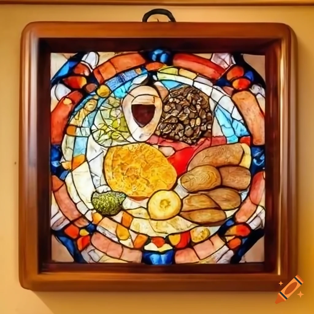 Stainedglass artwork of traditional spanish cocido dish on Craiyon