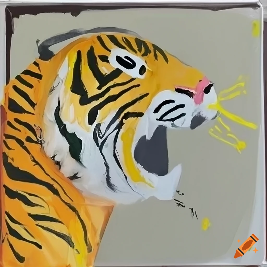 Cute tiger with yellow fur line art on Craiyon