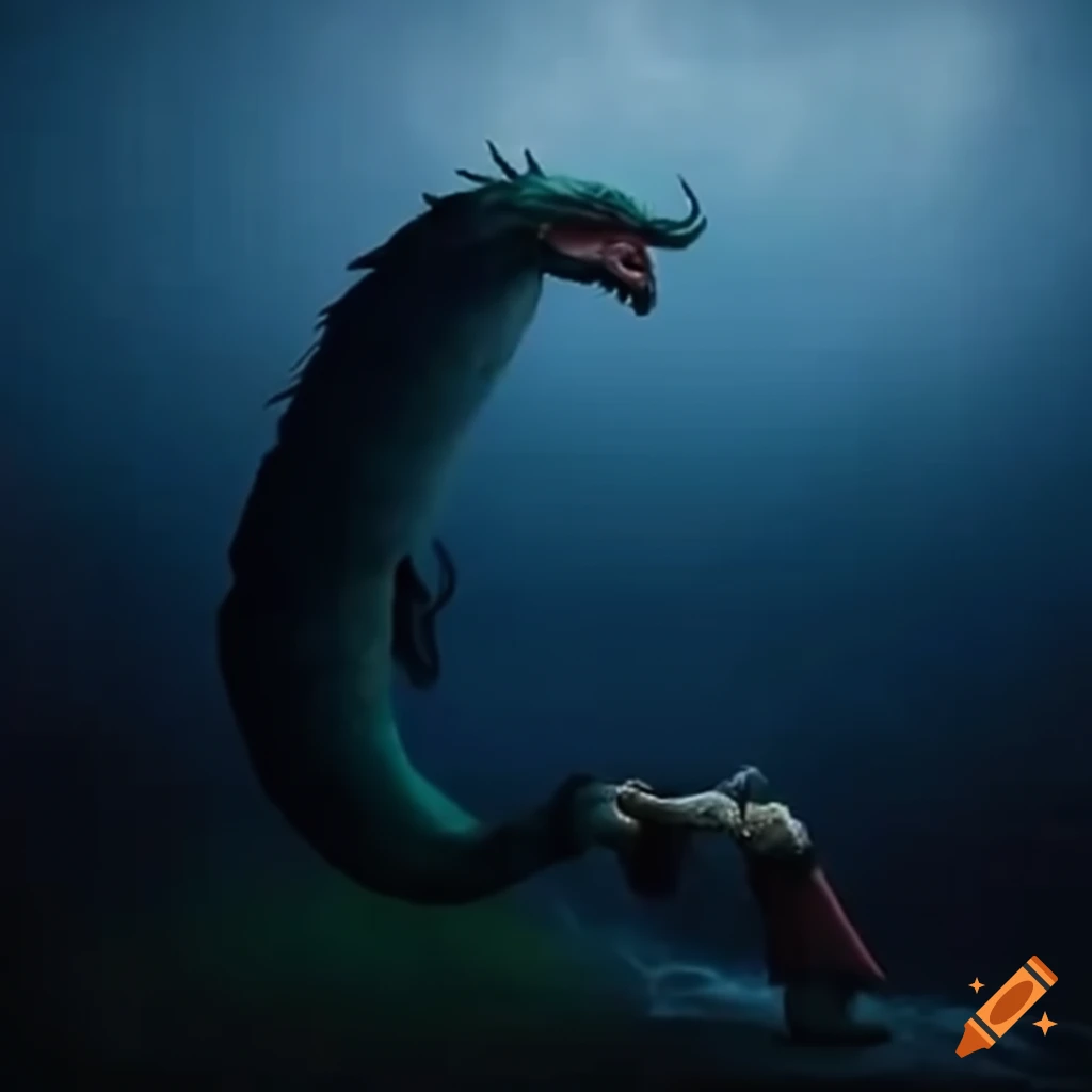humorous illustration of a man in kilt punching the Loch Ness Monster