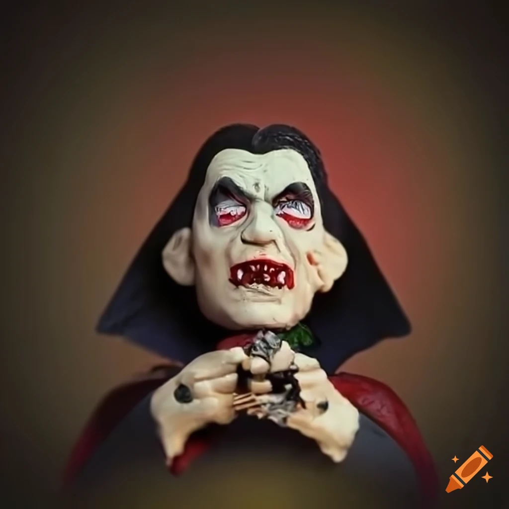 Dracula smoking a cigar in a Tim Burton style claymation