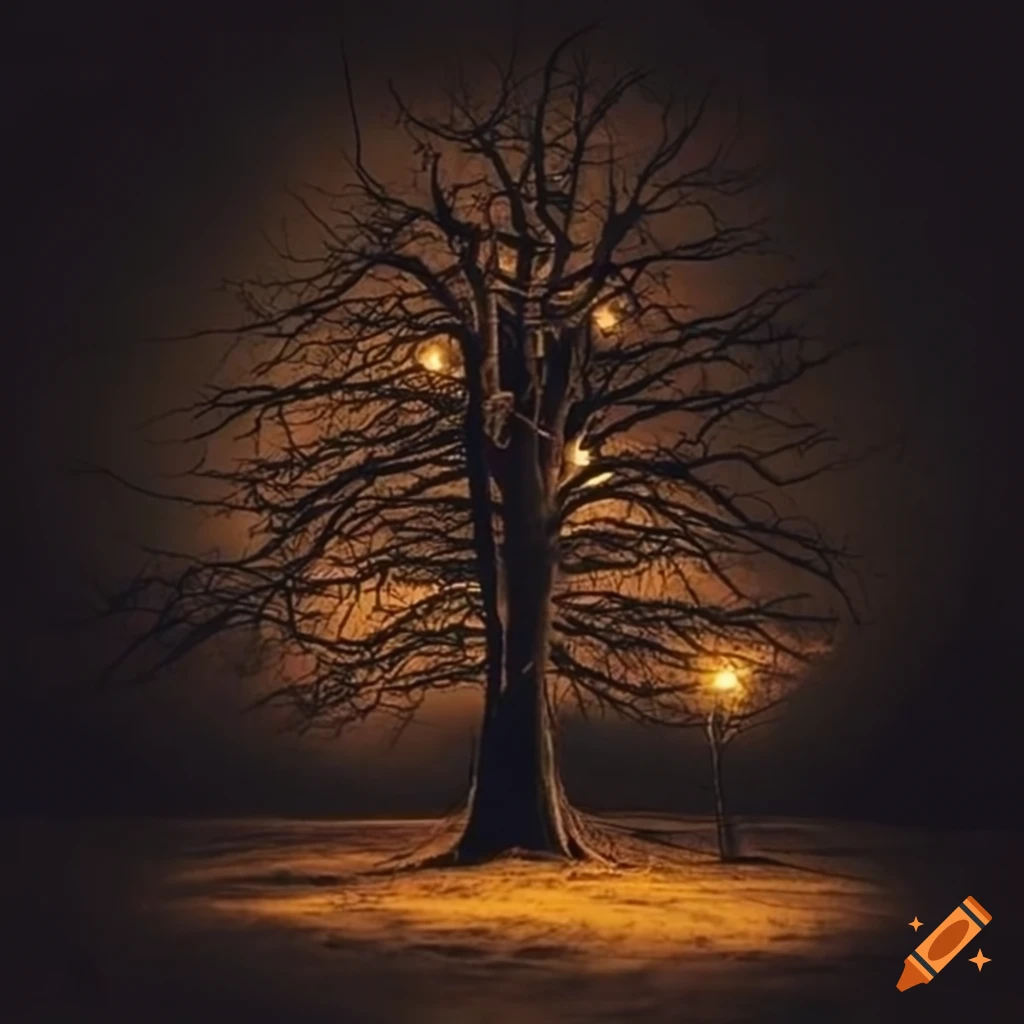 dark vintage picture of a spooky tree