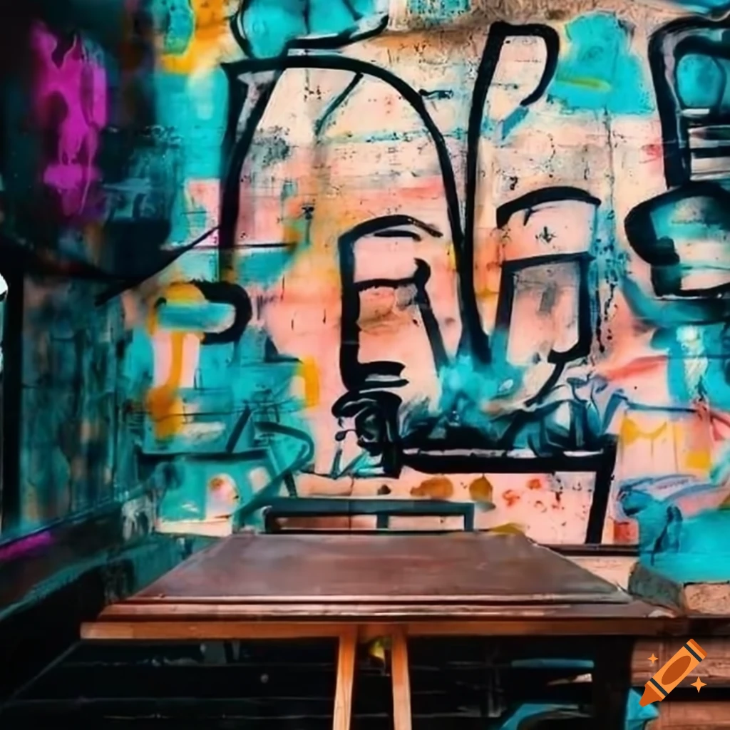 Graffiti art on a cafe wall
