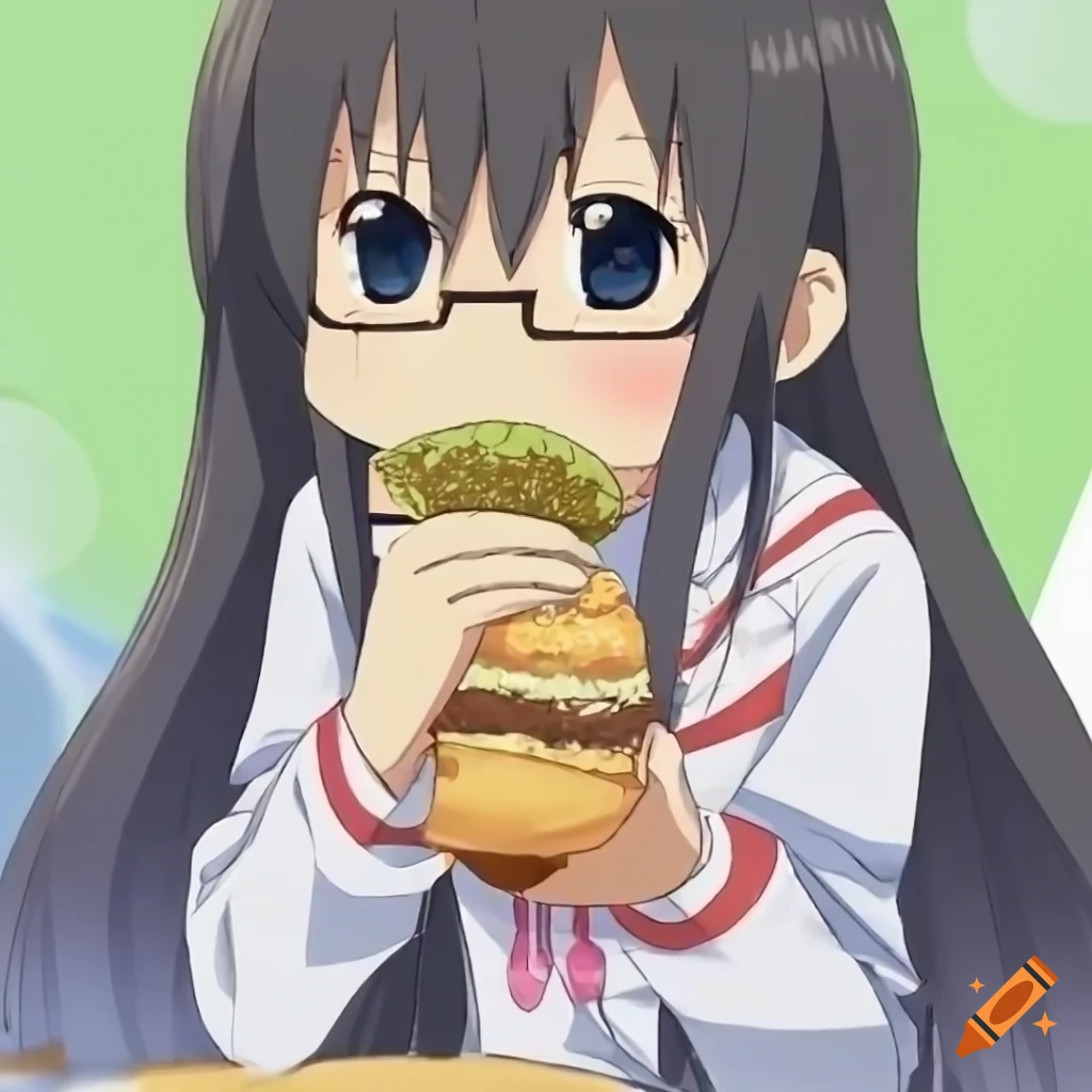 Konata Izumi Enjoying A Hamburger On Craiyon