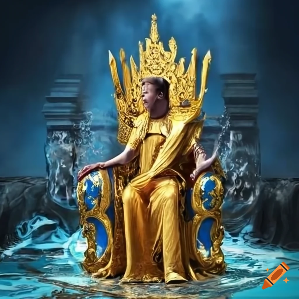 image of a king sitting on a water throne
