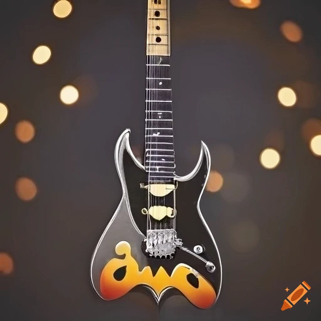 Electric guitar with batman logo headstock on Craiyon