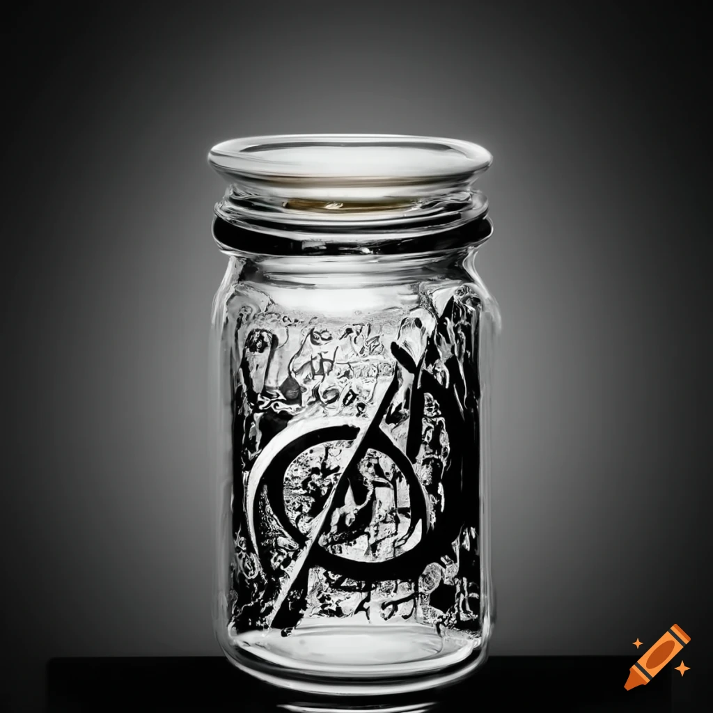 Glass jar filled with music notes
