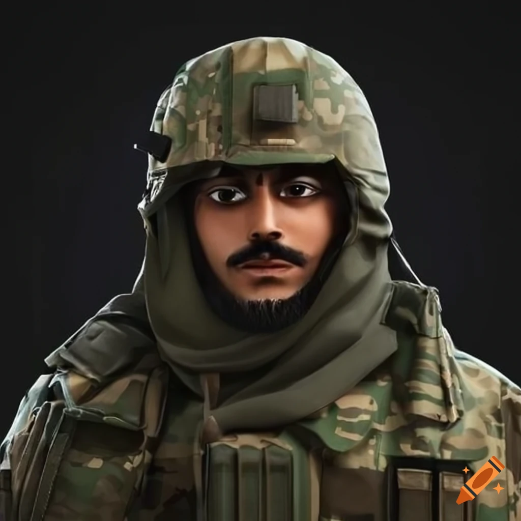 Arabic person in military attire