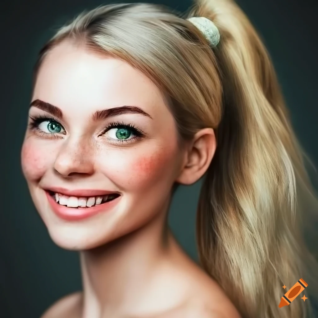 close-up portrait of a smiling young woman with freckles