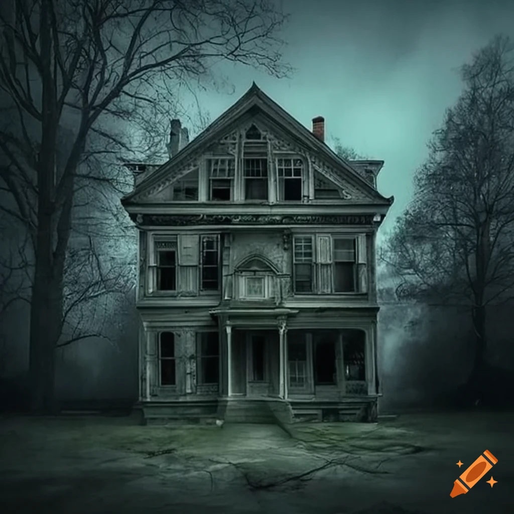 haunting image of an old Victorian house with 12 windows