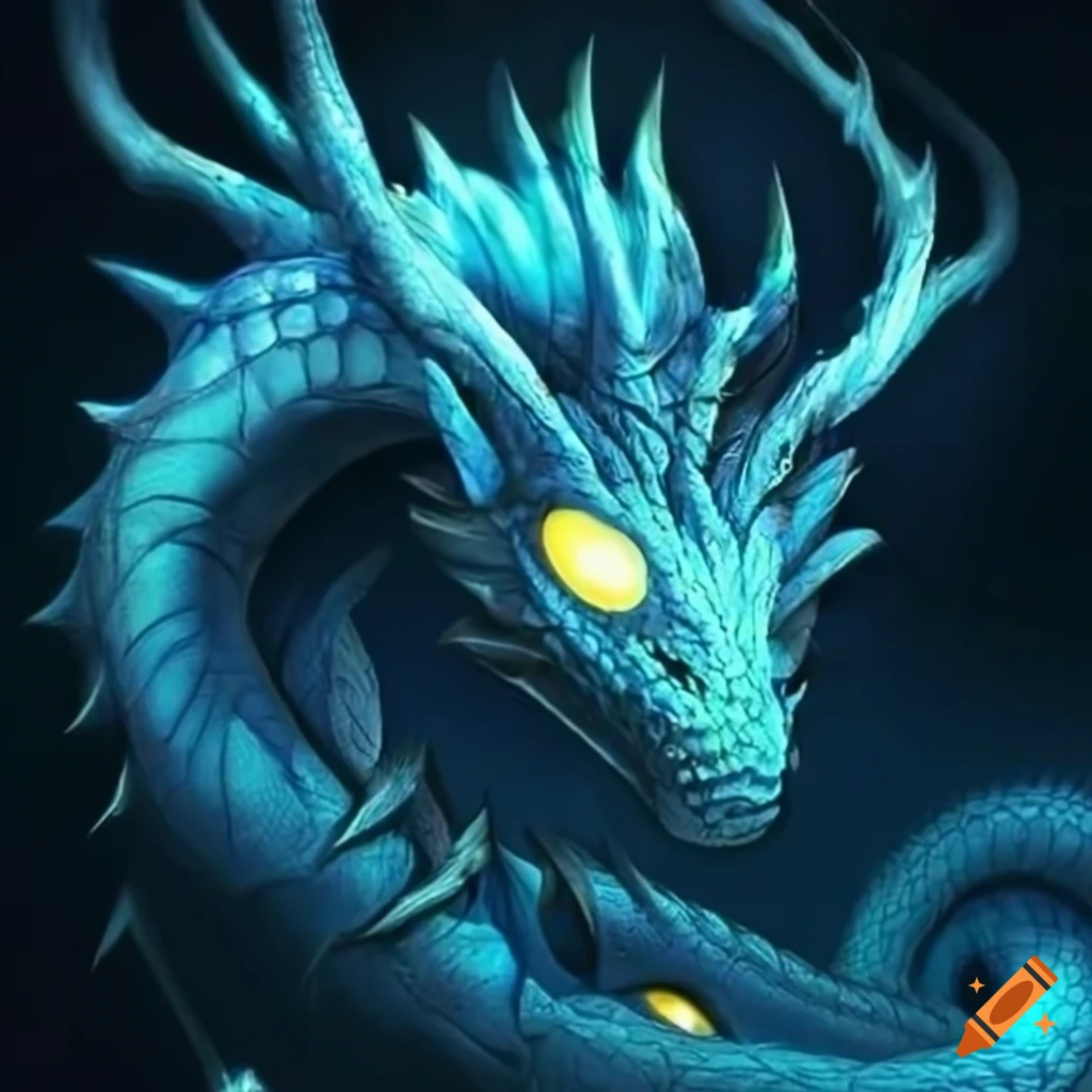 Image of a dragon with glowing eyes