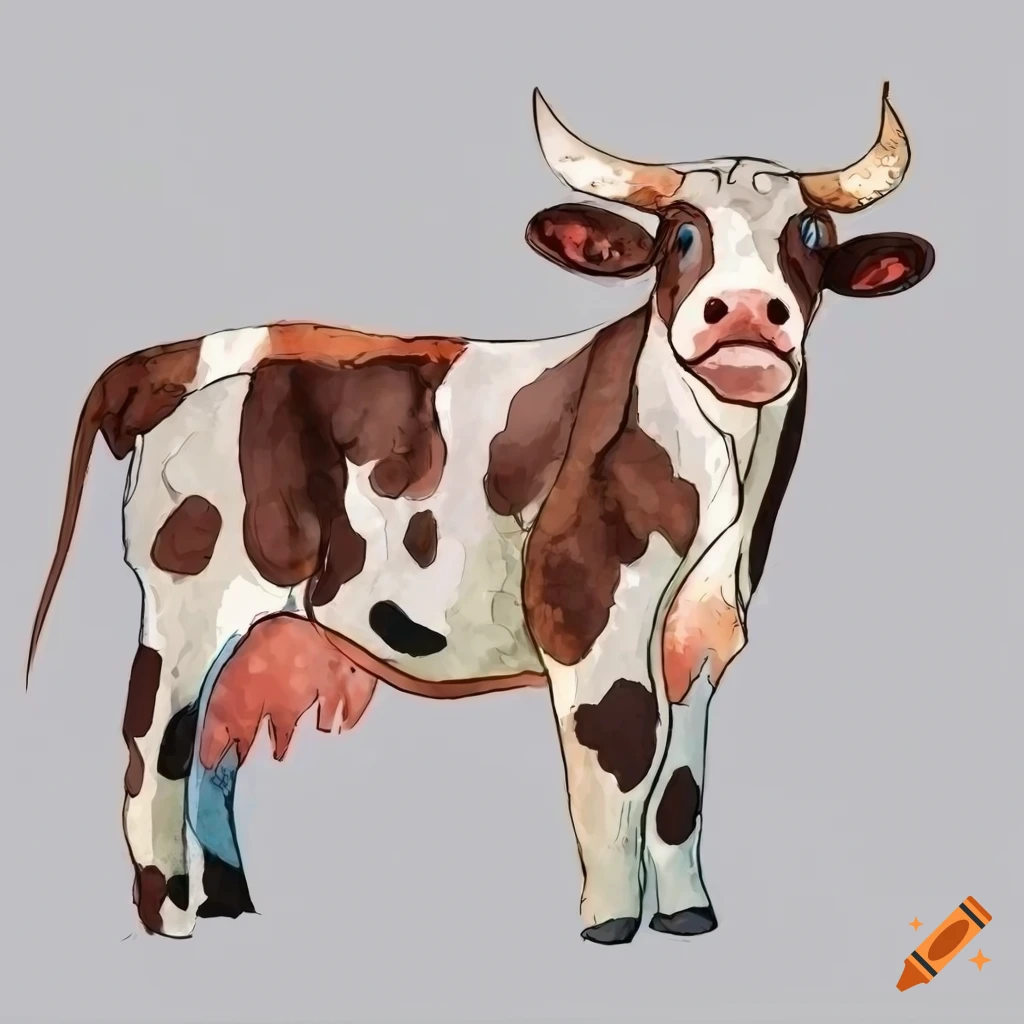 Amazon.com: Stupell Industries Farm Cattle Cow Pencil Sketch Drawing  Portrait, Design by Valerie Wieners