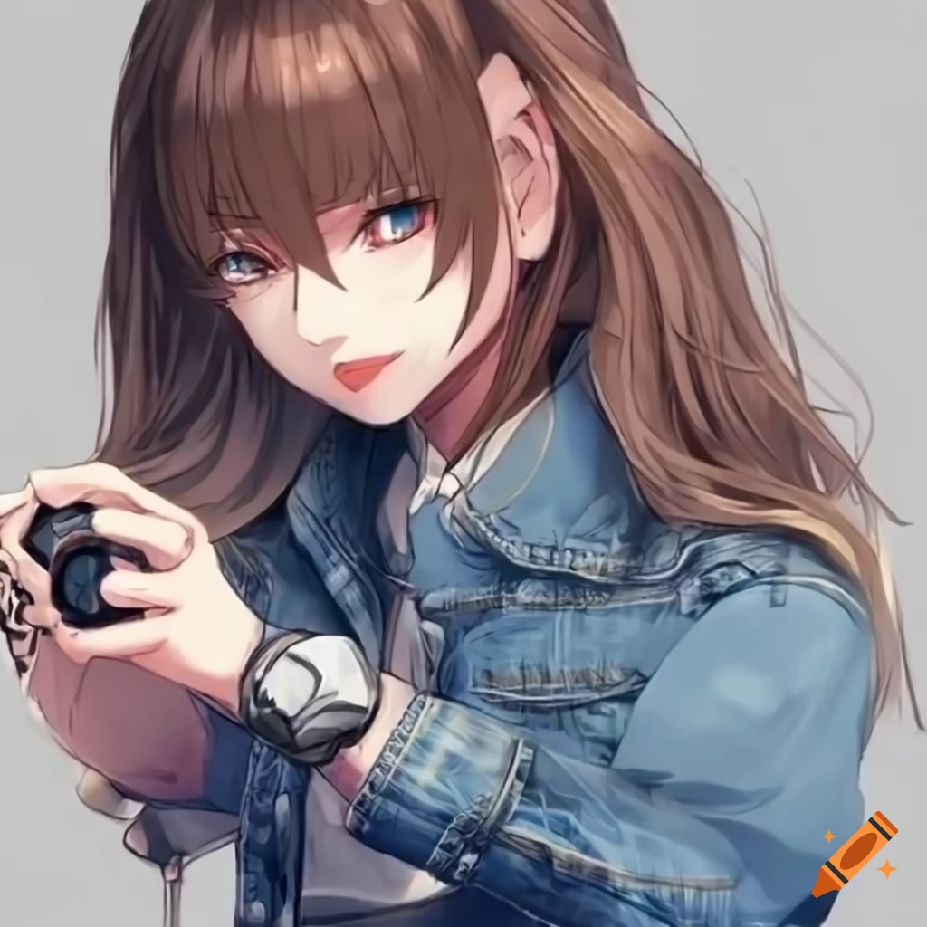 Anime girl with brown plaid outfit and wolf features on Craiyon