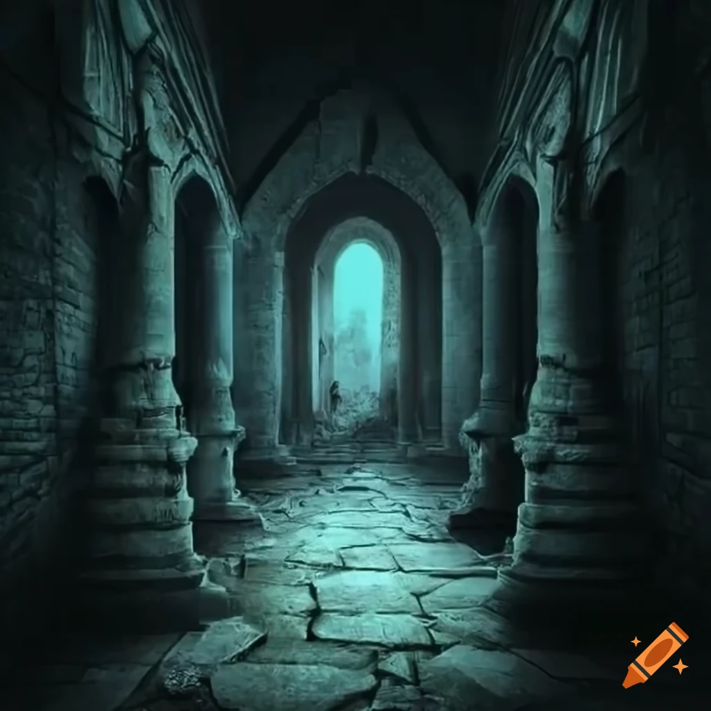 Dark fantasy castle corridor on Craiyon