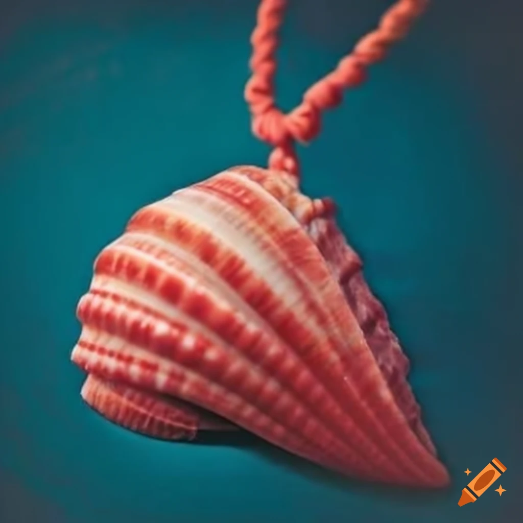 red seashell necklace on a cord