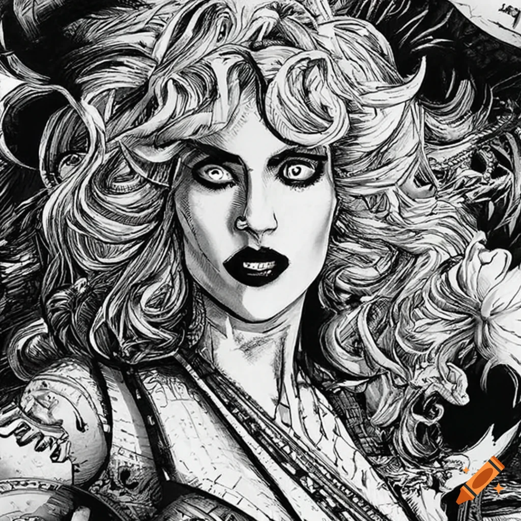Intricate Pencil Illustration Of A Femme Fatale In Horror Comic On Craiyon 0585