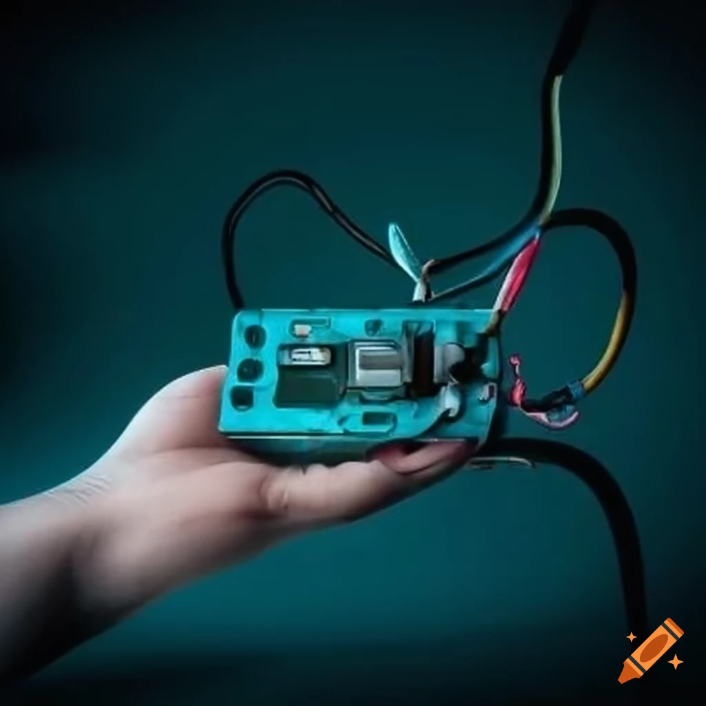 hand holding a controller circuit