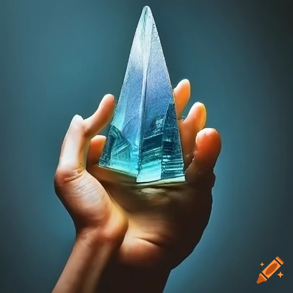 Drawing of a hand holding a glass shard on Craiyon