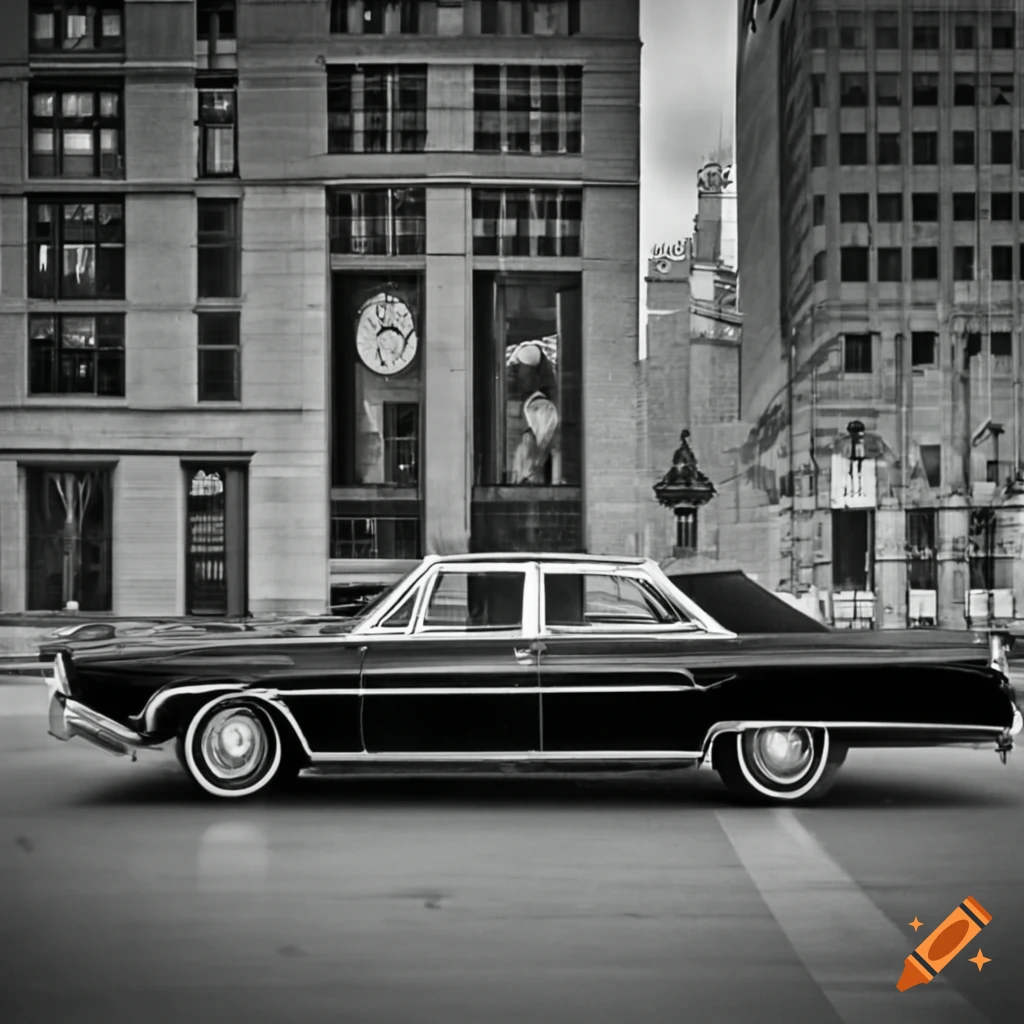 black Chrysler Crown Imperial in front of Chrysler Building