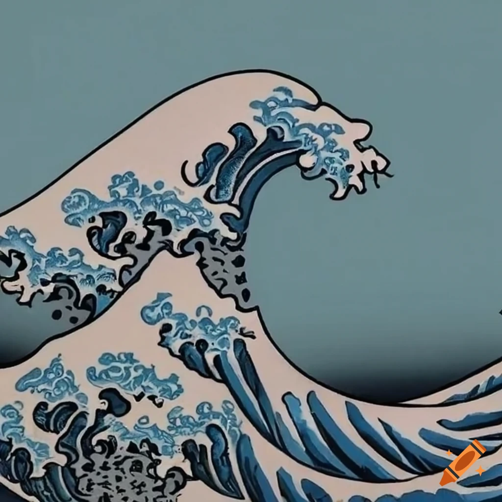 Oriental minimalist japanese wave tattoo on arm on Craiyon