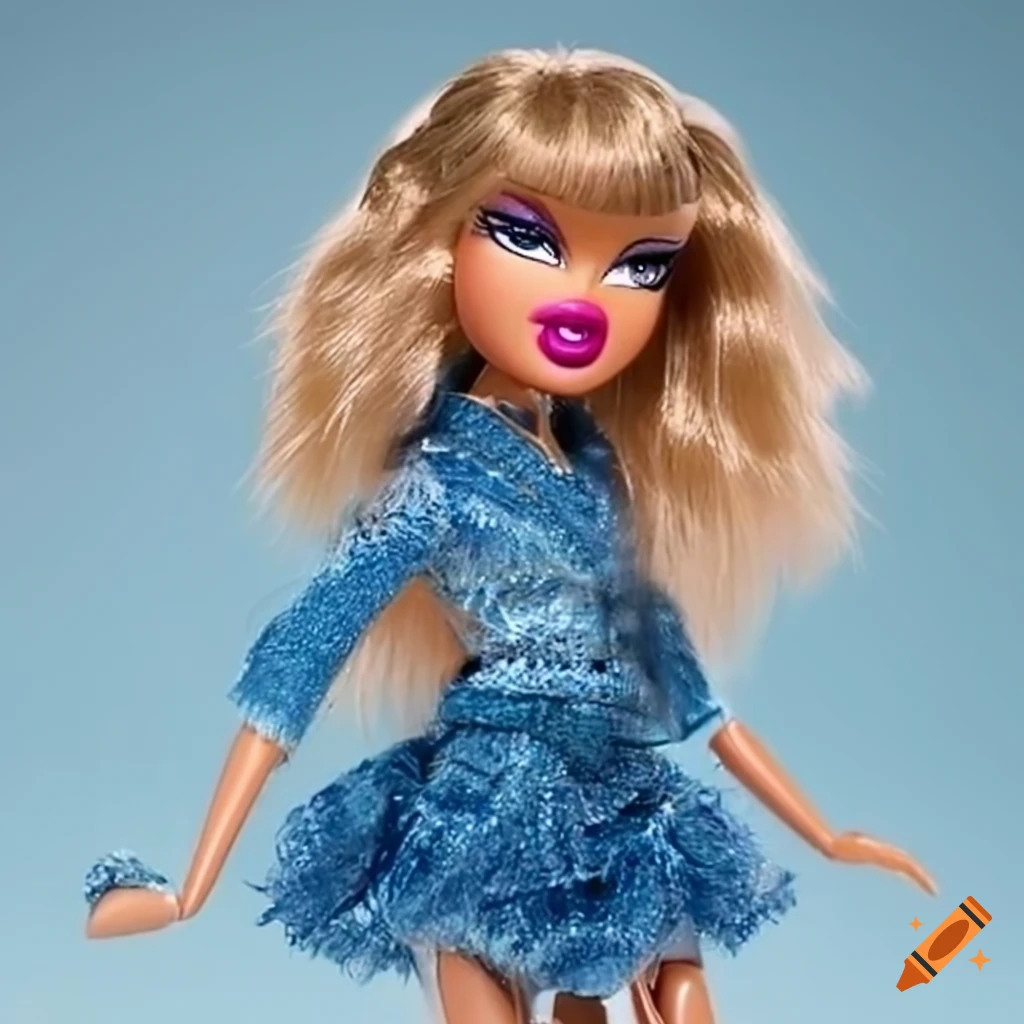 3d bratz doll of taylor swift with bangs and blue outfit on Craiyon
