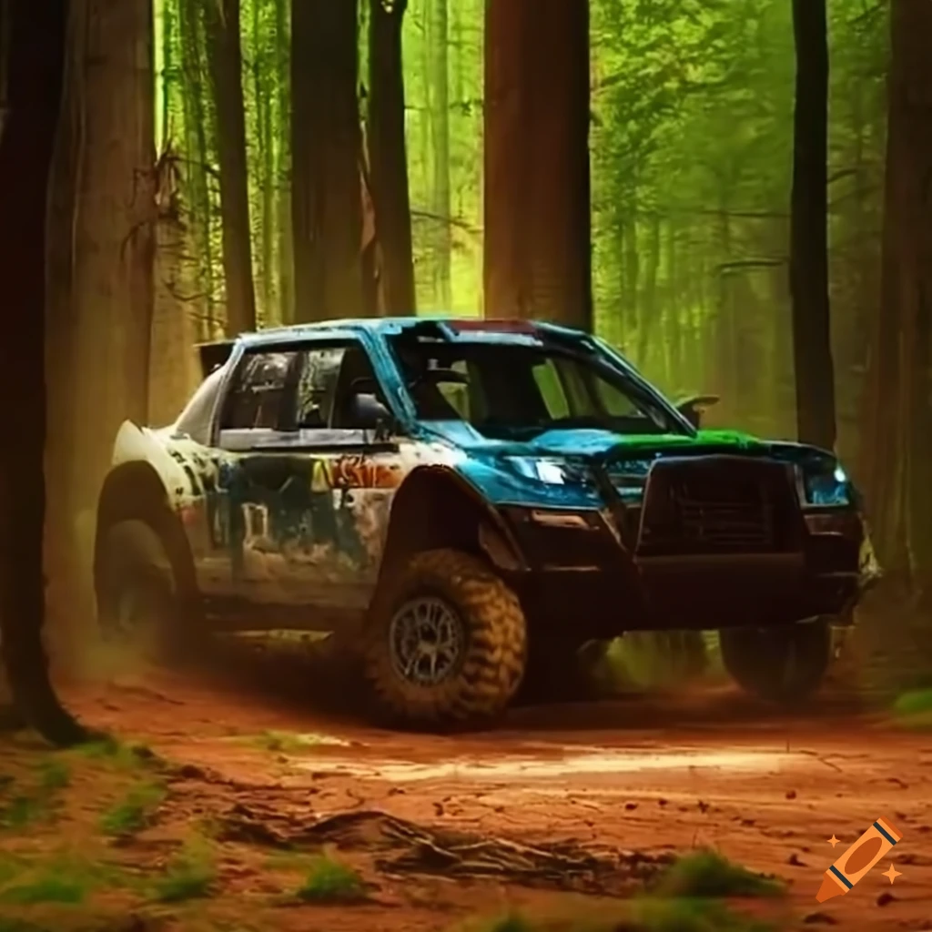 off-road rally race in the forest