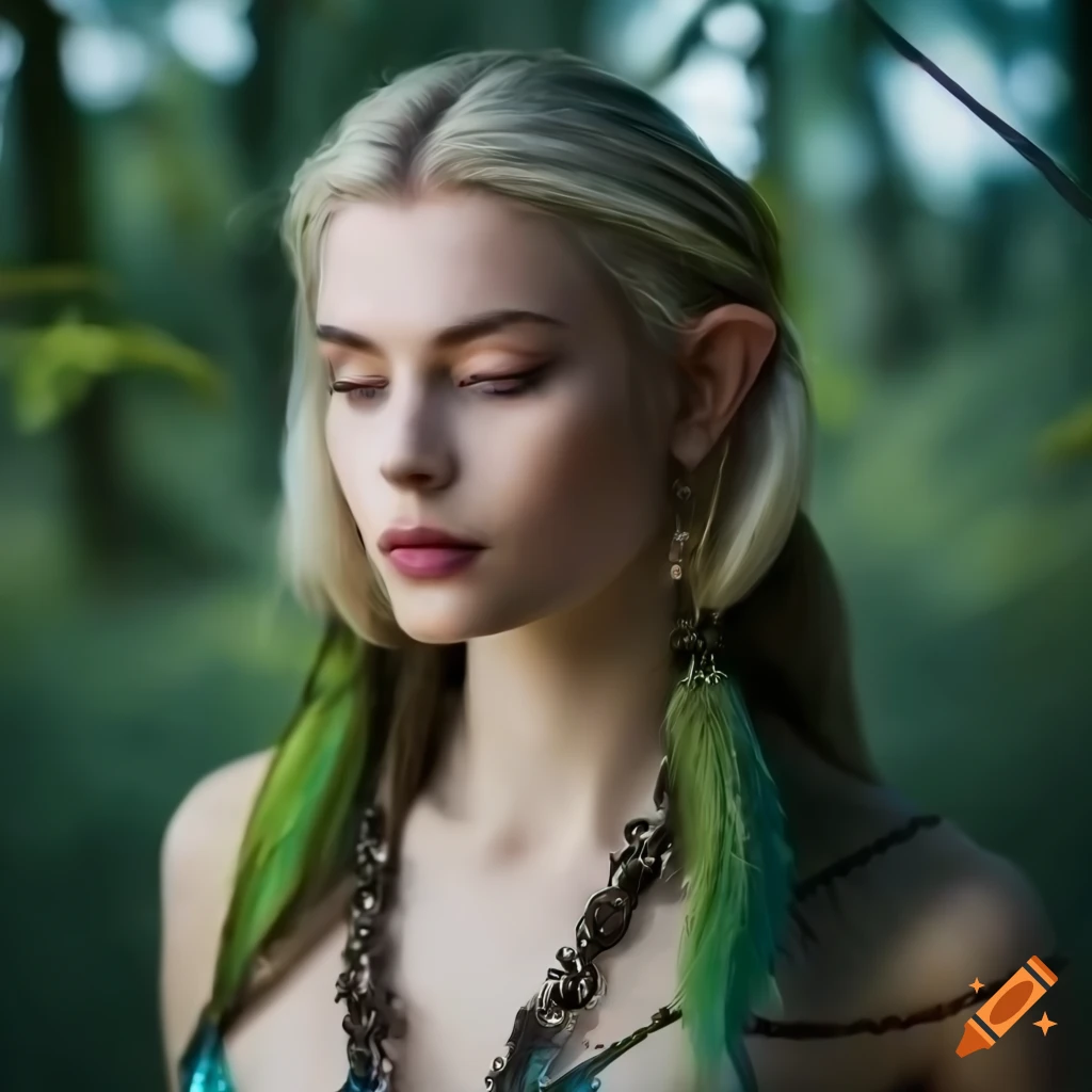 image of a beautiful elven woman in a forest