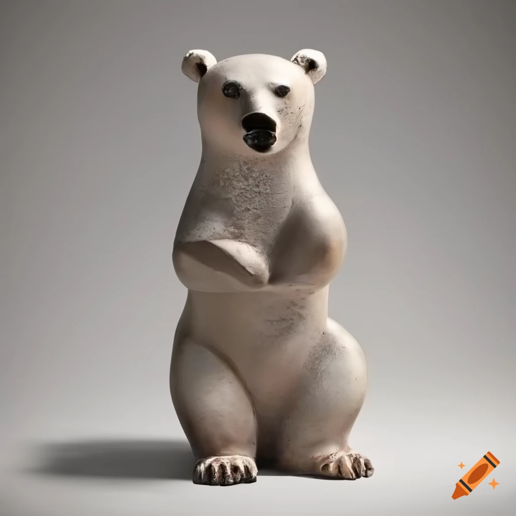 raku sculpture of a seated polar bear