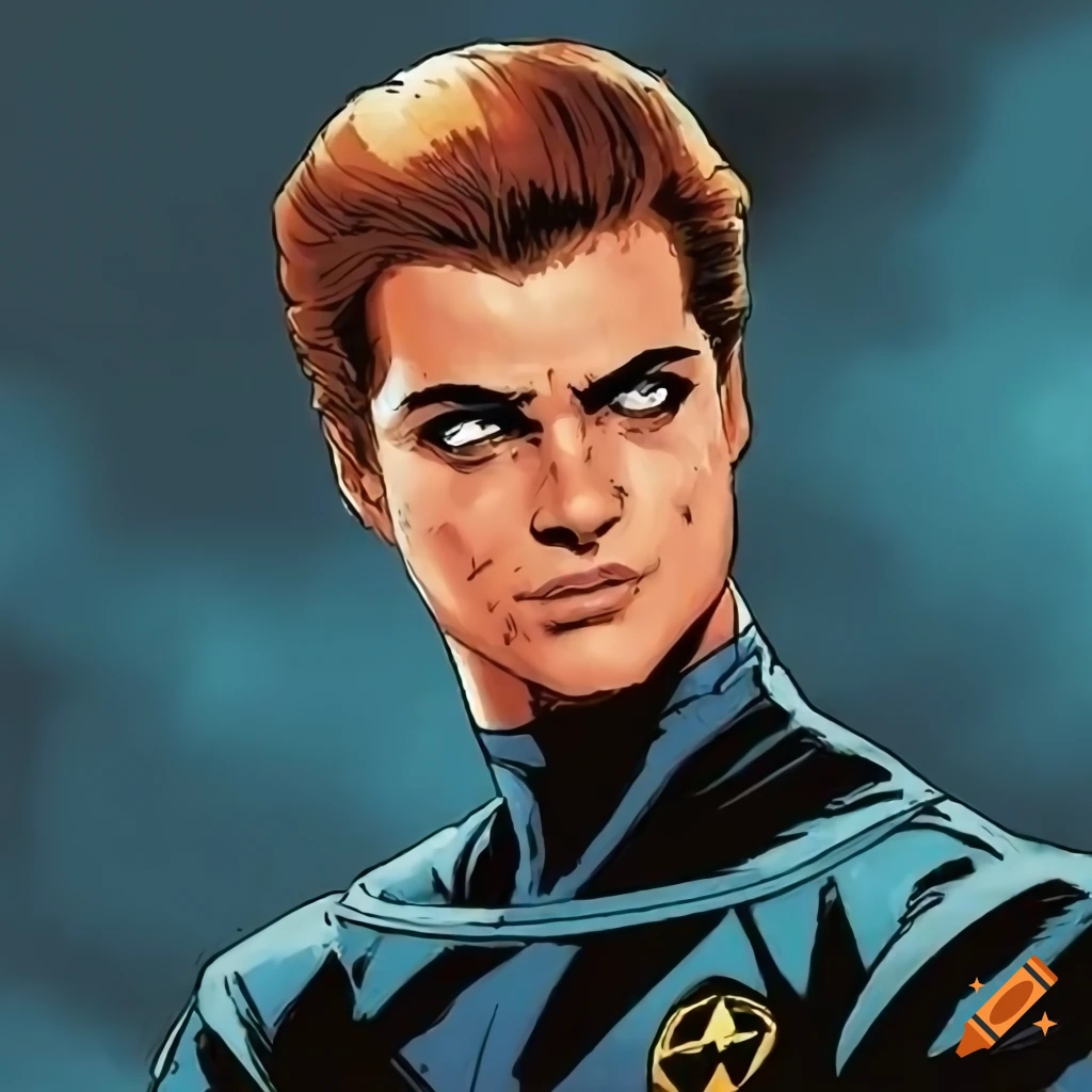 cartoon art of Chris O'Donnell as Robin and Captain of the Enterprise
