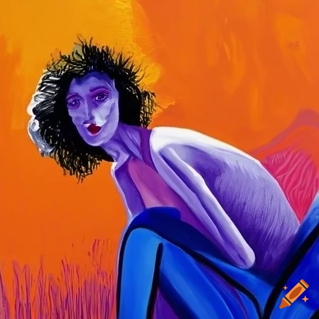 monochromatic expressionist artwork influenced by David Hockney