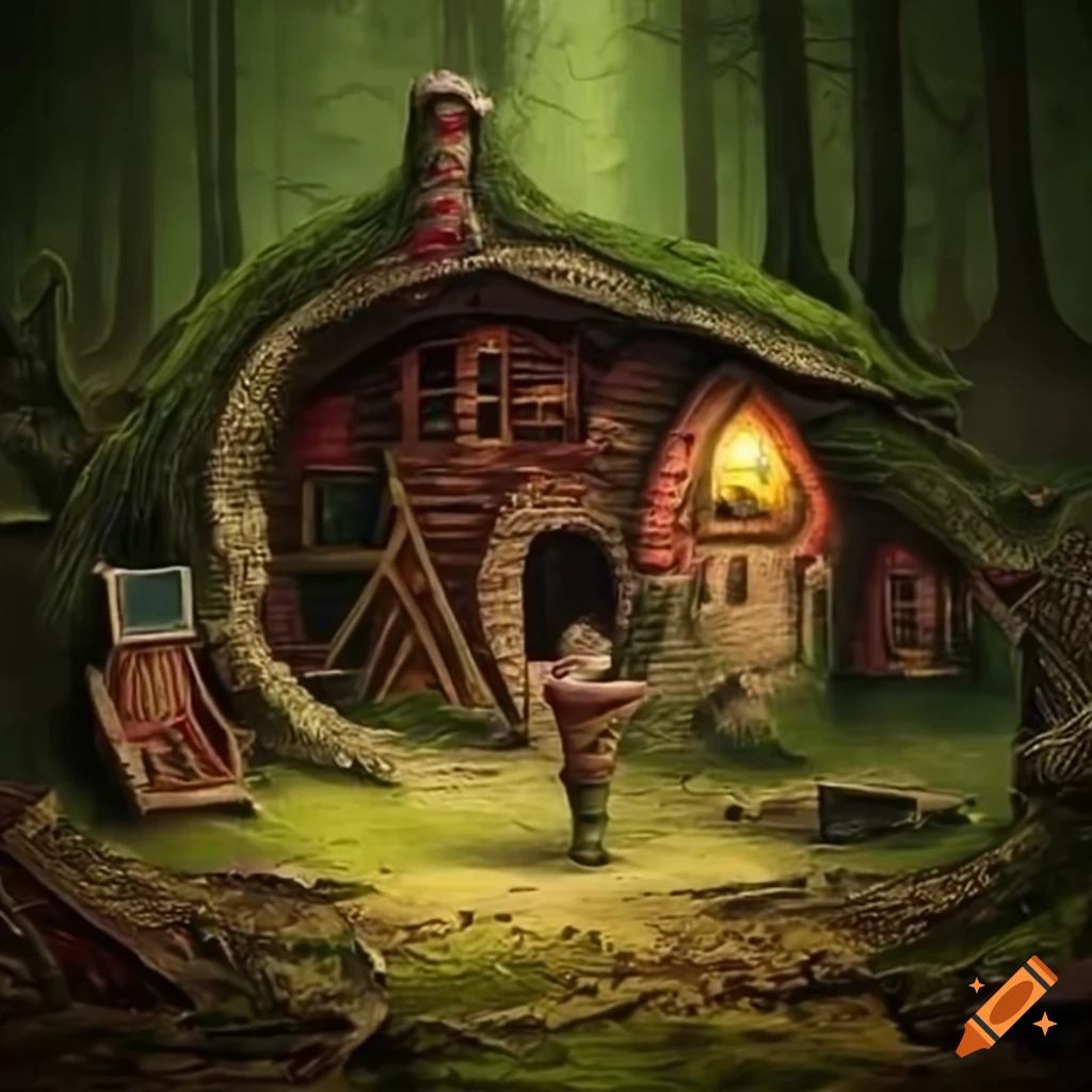 Surrealist artwork of a candy house in an enchanted forest on Craiyon