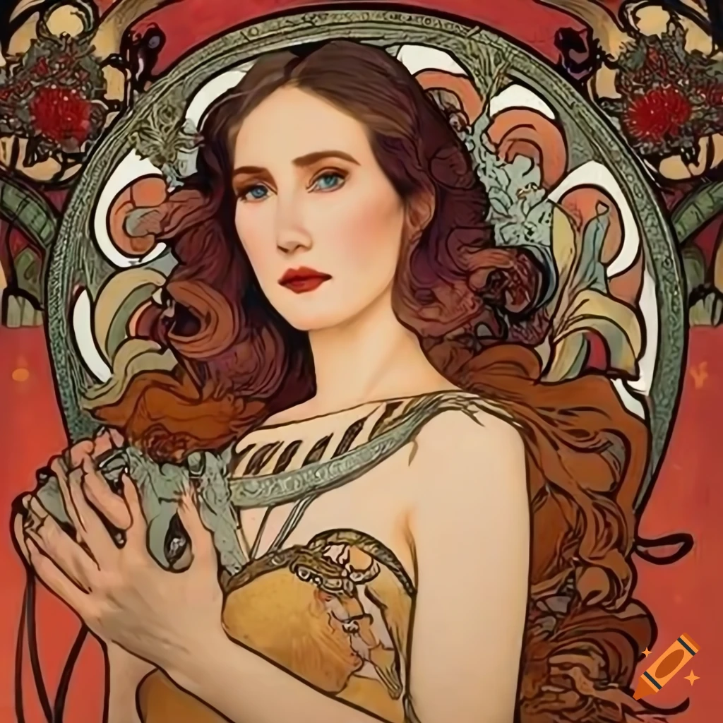 Art nouveau poster of carice van houten in alfons mucha style on Craiyon