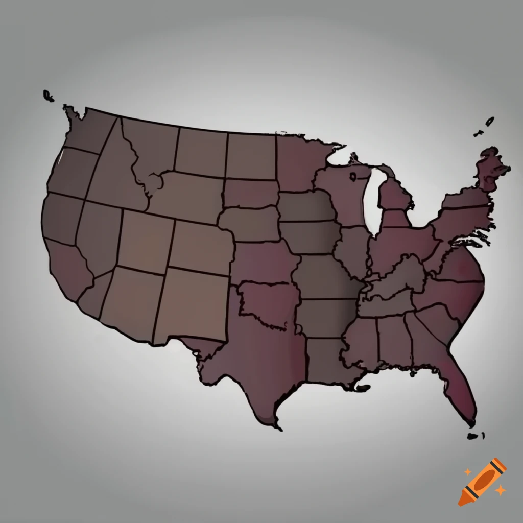Colorful us map with distinct state boundaries on Craiyon
