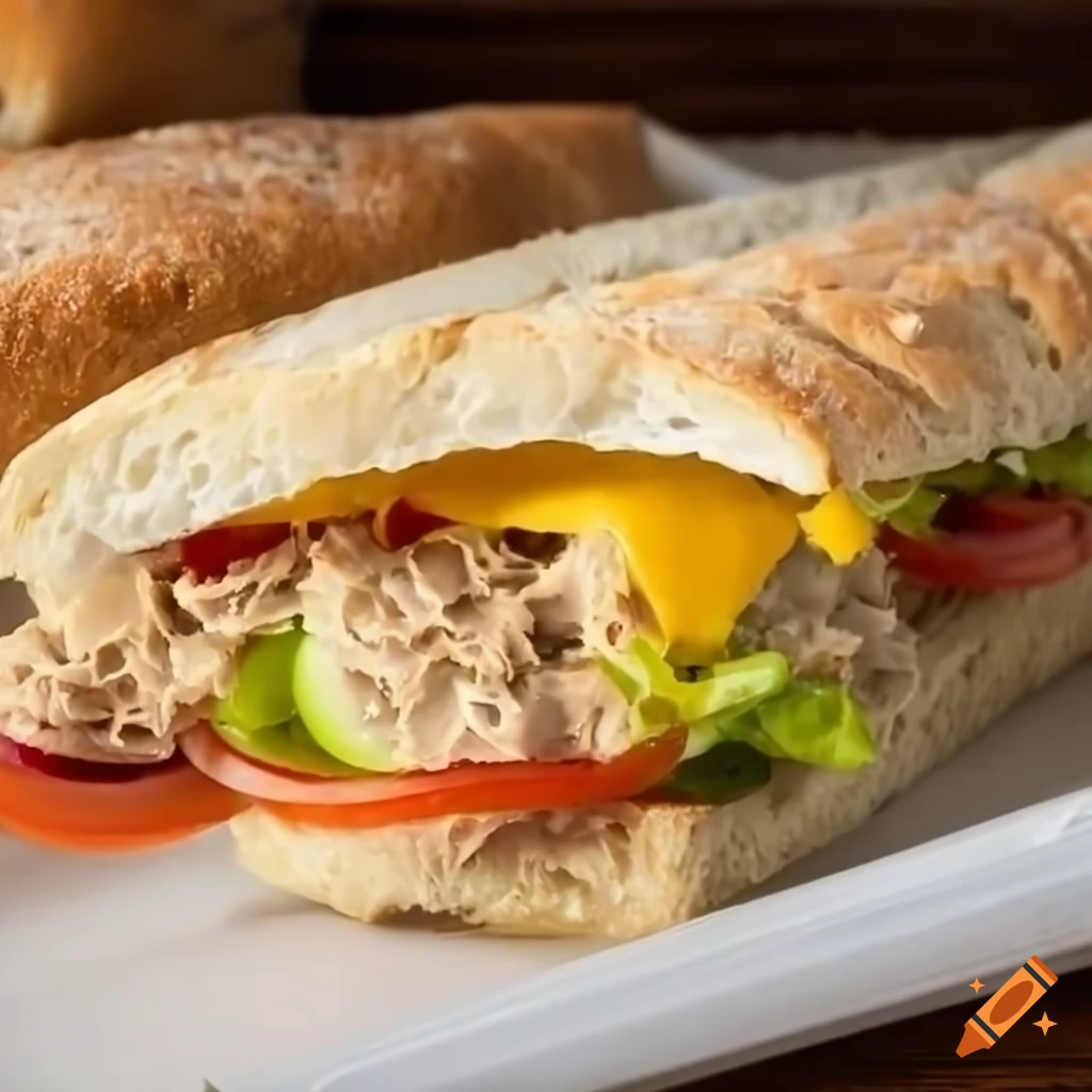 Tuna breakfast sandwich on ciabatta roll on Craiyon