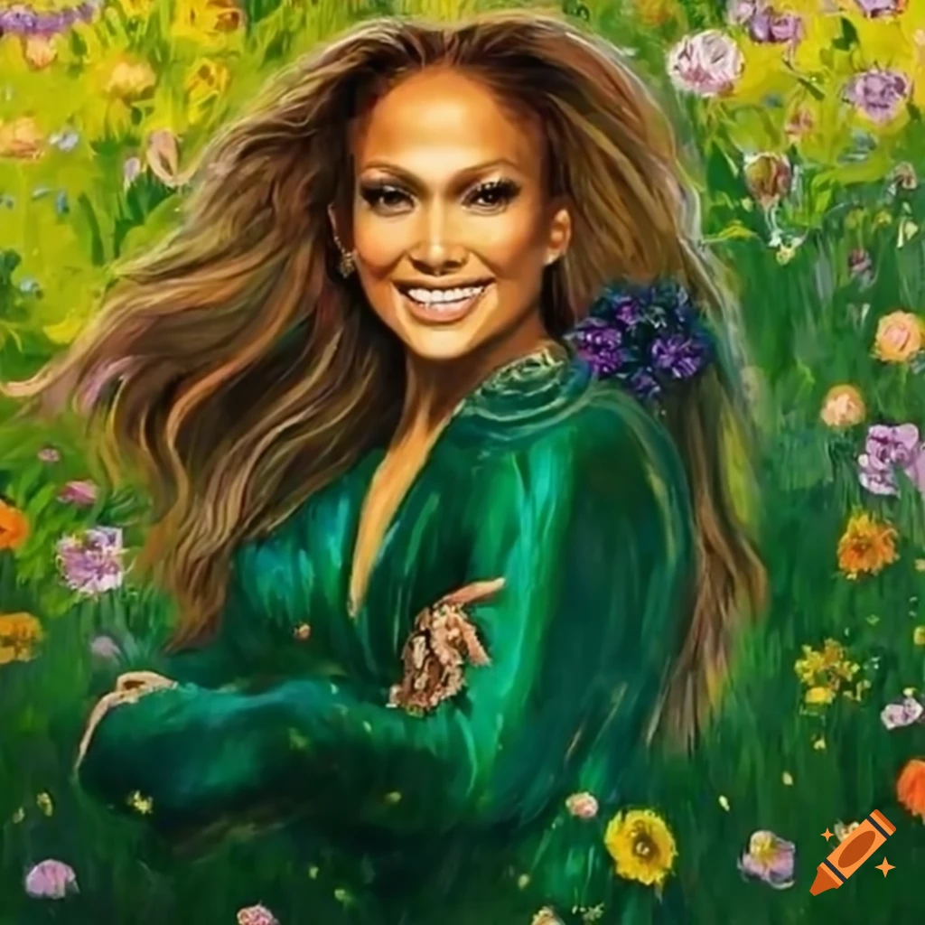 Portrait of jennifer lopez in a flower garden