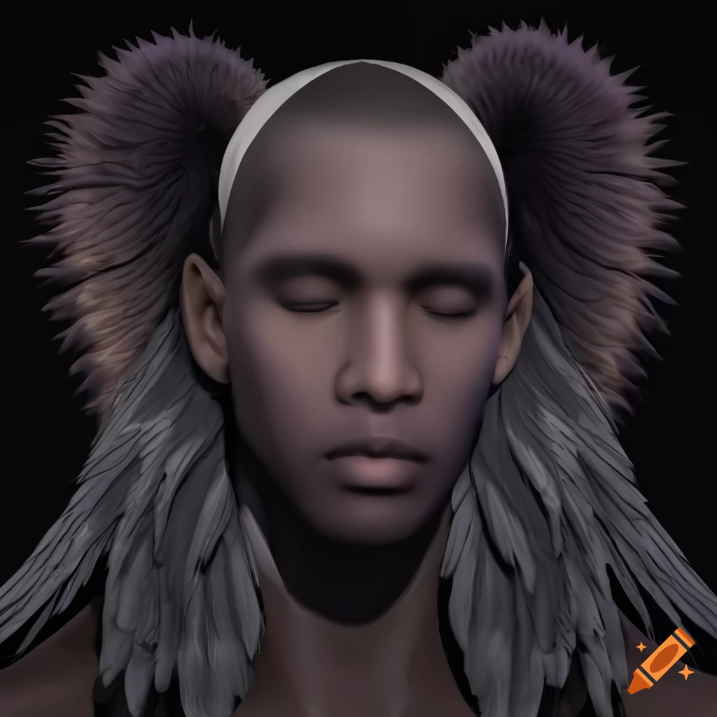 Ethereal portrait of a black angel from behind on Craiyon