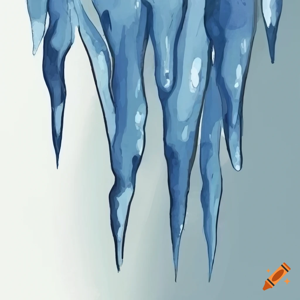 Watercolor illustration of an icicle on Craiyon