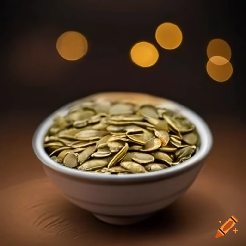 Bowl of toasted pumpkin seeds
