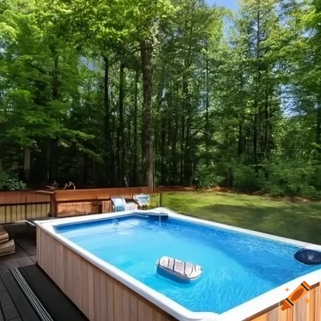 above ground pool with decking and shade covering