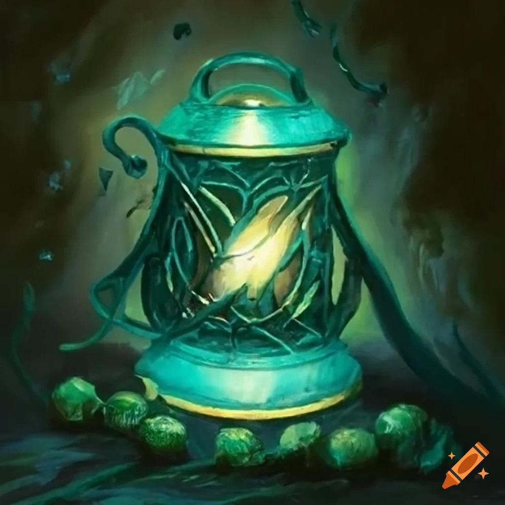 Metal lantern in mtg art on Craiyon