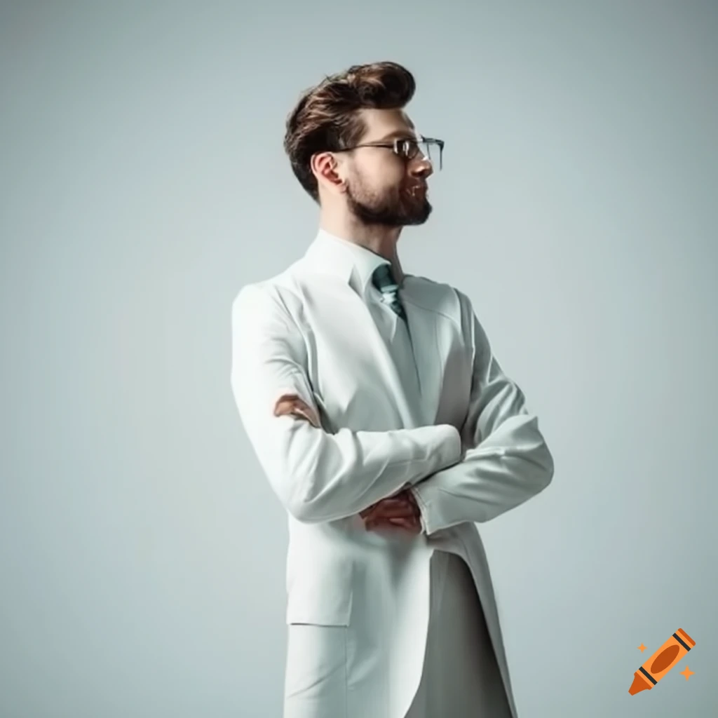 Friendly psychologist dressed in white on Craiyon