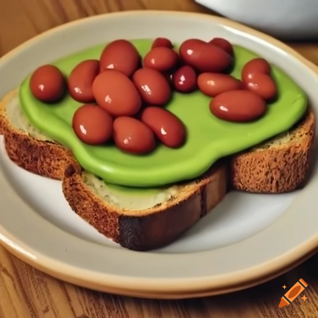 Delicious shrek beans on toast on Craiyon