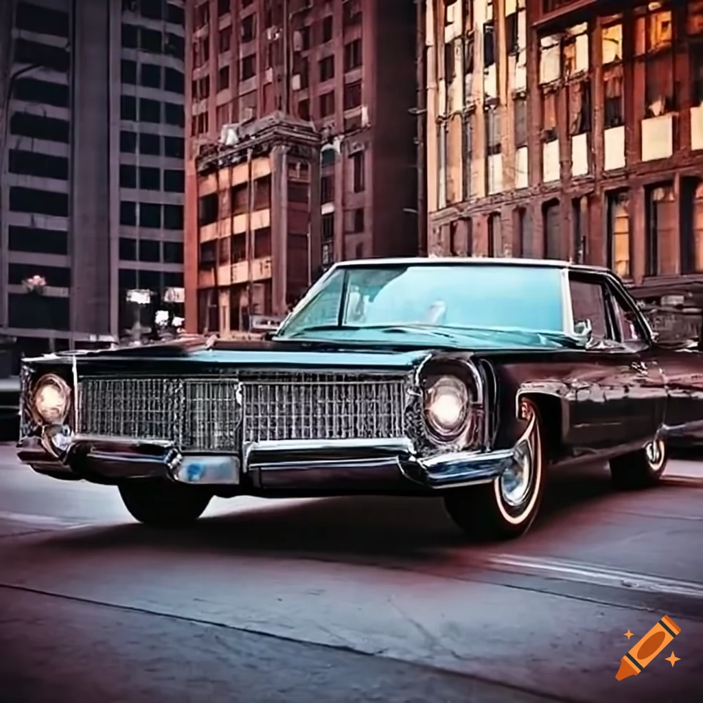 black Chrysler Crown Imperial parked in downtown Detroit