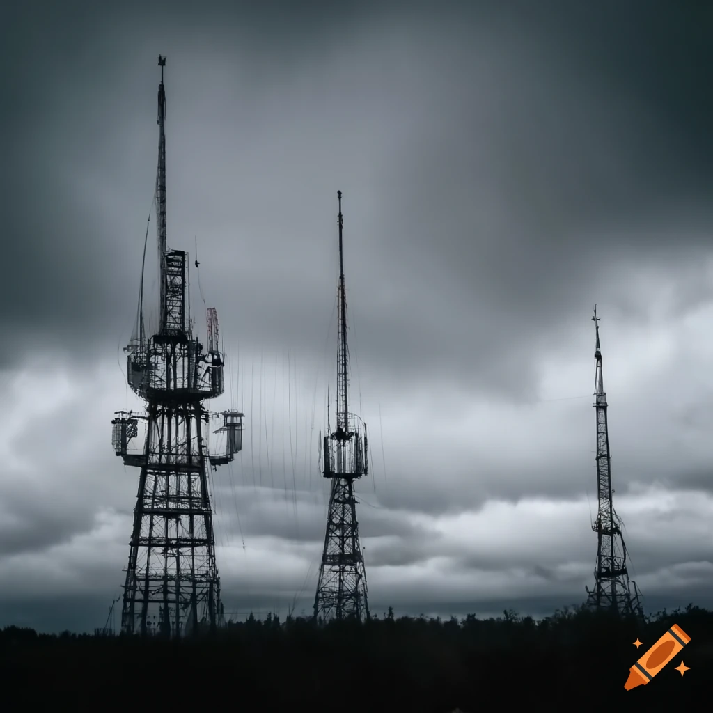 Red Radio Towers Standing Tall On Craiyon