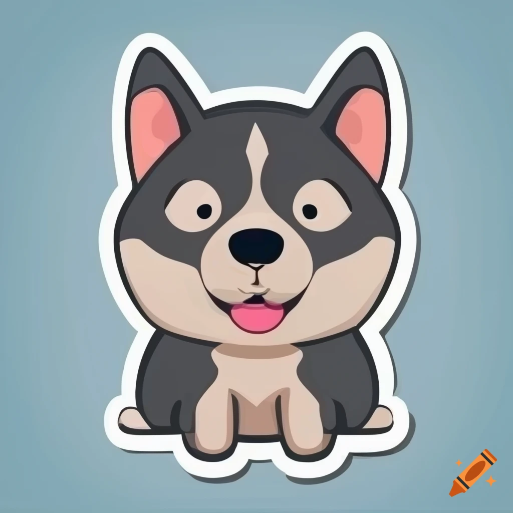 Cute husky dog sticker on white background on Craiyon