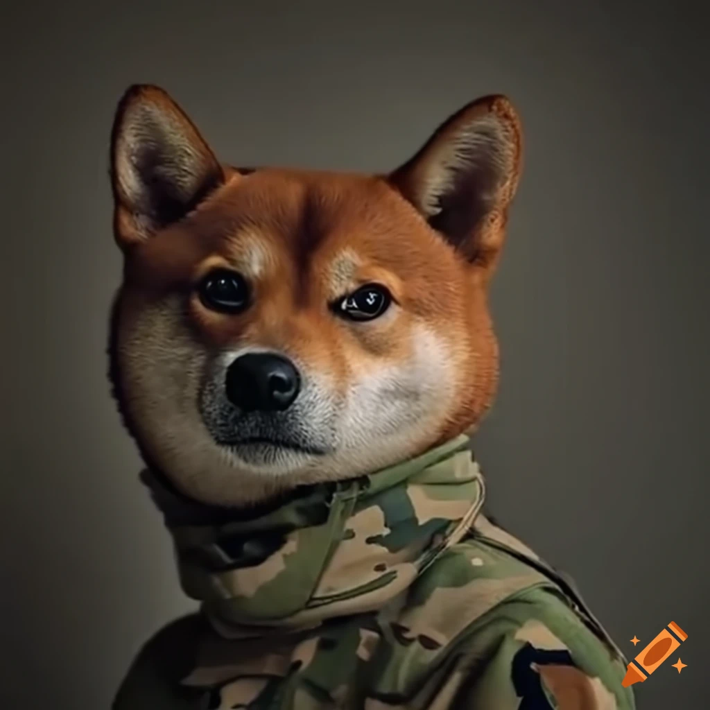 Shiba Inu military patch with rocket launcher design