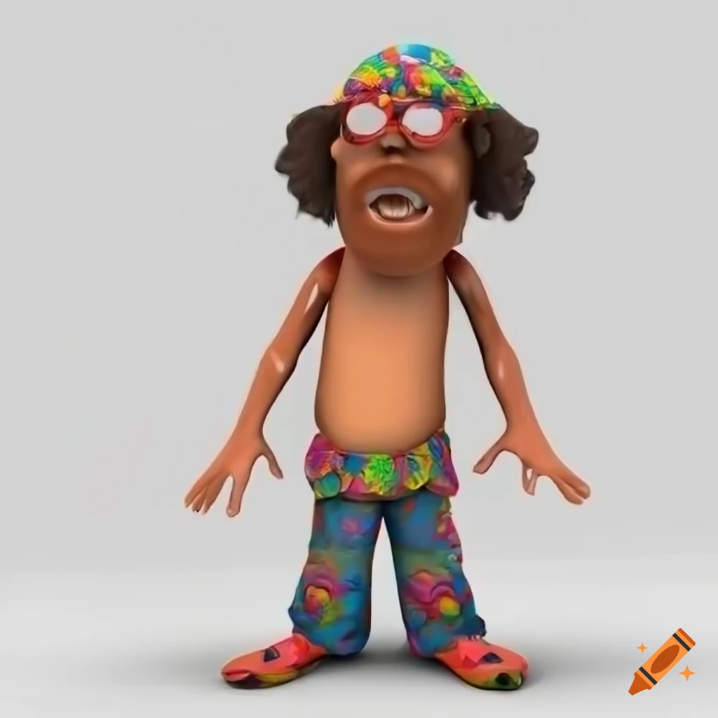 3d render of a hippie character